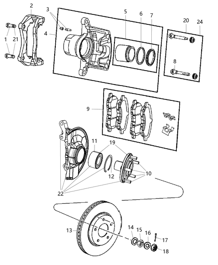 2009 Dodge Caliber  Front Brake Rotor Diagram for 2AMV5514AA