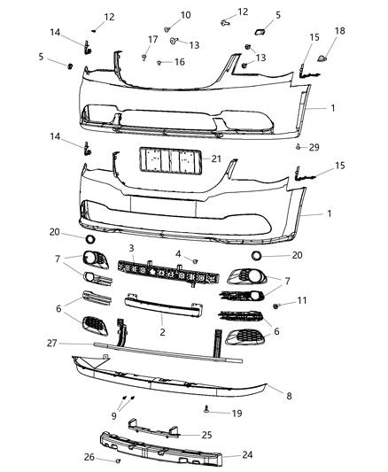 2014 Chrysler Town & Country  Air Dam-Front Diagram for 5113133AC