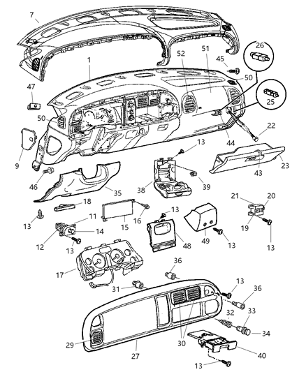 1999 Dodge Ram 1500  CUPHOLDER-Instrument Panel Diagram for 5FR421AZAB