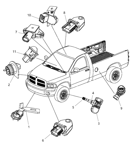 2011 Ram 1500  Sensor-Door Pressure Diagram for 56054621AB