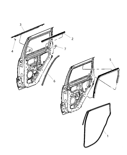 2012 Jeep Grand Cherokee  WEATHERSTRIP-Rear Door Diagram for 68036674AB