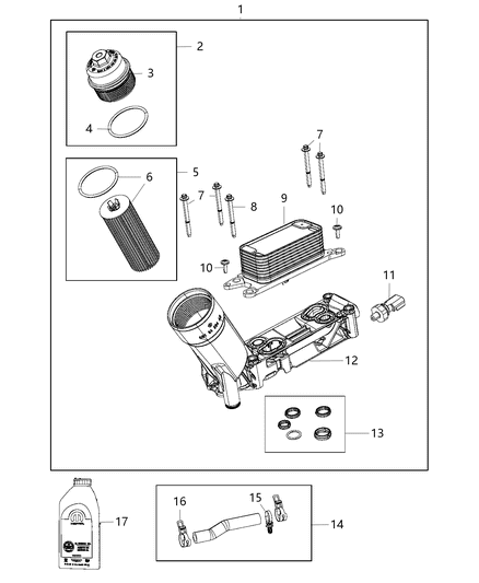 2021 Jeep Gladiator  Engine Oil Filter Adapter Diagram for 68365931AA