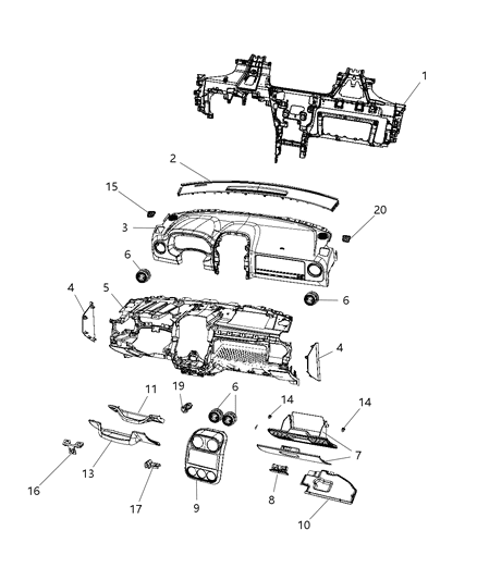 2017 Jeep Compass Latch-GLOVEBOX Door Diagram for 1DN89XDVAA