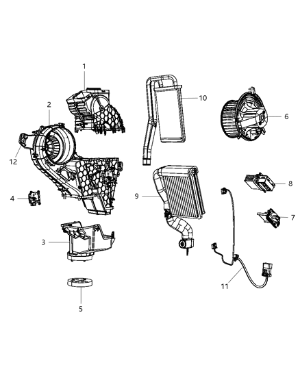 2009 Dodge Journey  Housing-A/C And Heater Lower Diagram for 68038194AA
