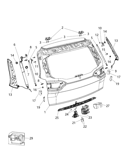 2018 Jeep Cherokee  Liftgate Latch Diagram for 4589656AE