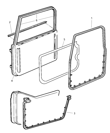 1999 Jeep Wrangler  WEATHERSTRIP-Front Door Diagram for 55254894AF