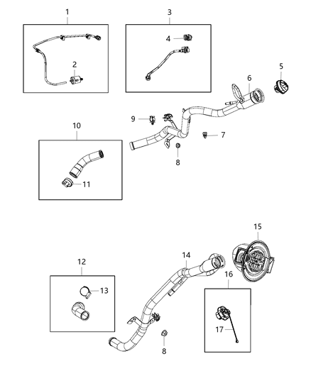 2016 Jeep Cherokee  Tube-Fuel Vapor RECIRCULATION Diagram for 68194161AC