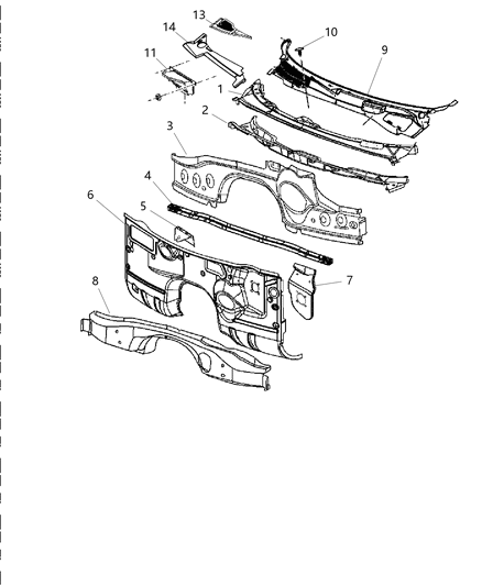 2013 Dodge Challenger  Screen-COWL Top Diagram for 5028757AD