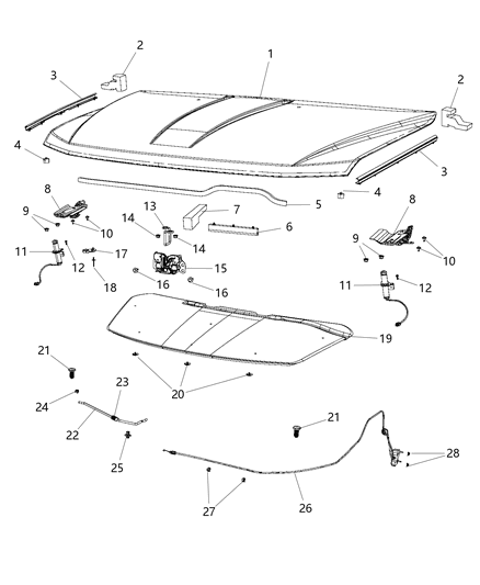 2014 Dodge Journey  STRIKER-Hood Latch Diagram for 5155607AA
