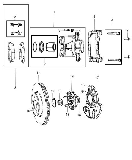 2013 Dodge Charger  Front Disc Brake Pad Kit Diagram for 5174001AB