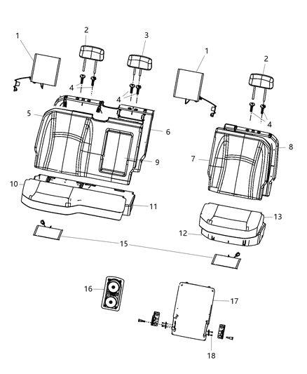 2017 Ram 2500  Rear Seat Cushion Cover Left Diagram for 5NA55LA8AA
