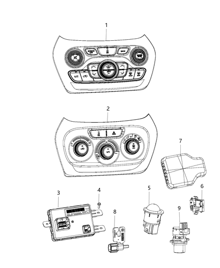 2020 Jeep Cherokee  Center Stack Diagram for 68285942AE
