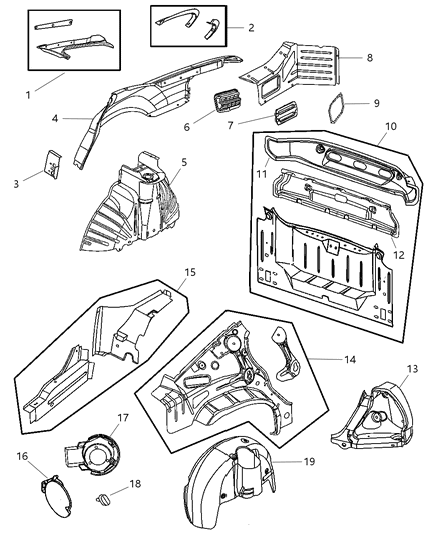 1998 Dodge Intrepid  Shield-WHEELHOUSE Diagram for 4575414AD