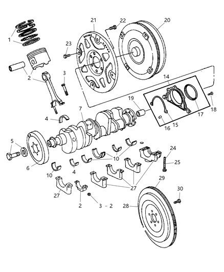 2004 Dodge Ram 3500  Bearing-Crankshaft Diagram for 5083993AA