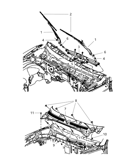 2009 Dodge Dakota  Arm WIPER-Front WIPER Diagram for 55154854AF
