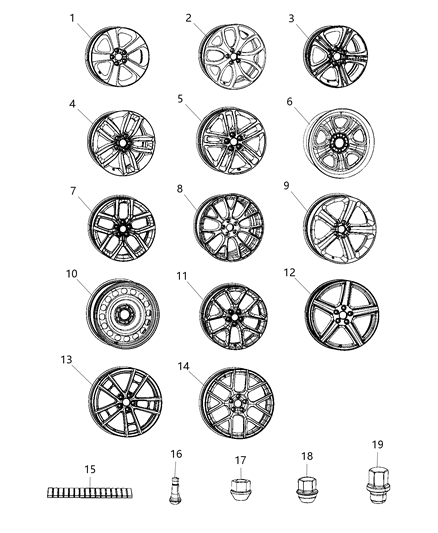 2019 Dodge Charger  Aluminum Wheel Diagram for 6MN94RNWAA