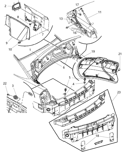 2010 Dodge Charger  STRIKER-DECKLID Latch Diagram for 4814879AC