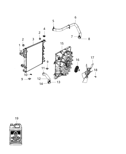 2018 Ram 1500  Fan-Radiator Cooling Diagram for 52014772AF