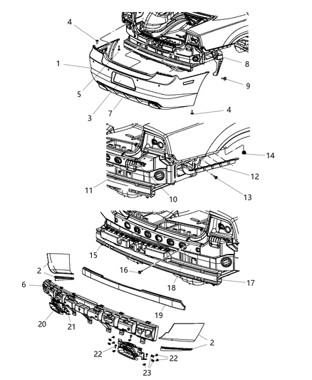 2013 Dodge Charger  Rear Bumper Cover Diagram for 68071979AB