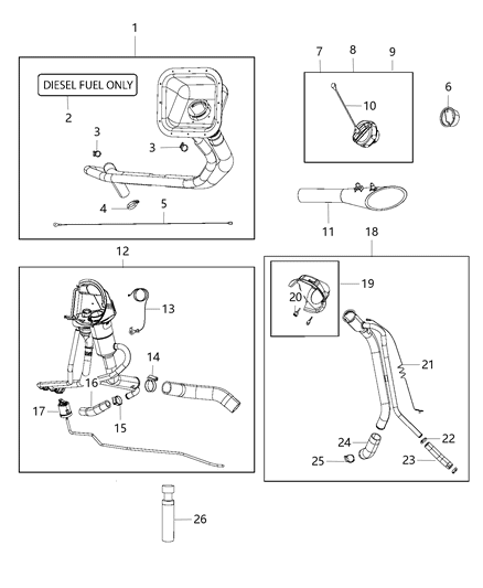 2013 Ram 2500  Tube-Fuel Filler Diagram for 52121252AA