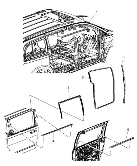 2011 Dodge Grand Caravan  WEATHERSTRIP-Rear Door Opening Diagram for 1JG10XXXAD