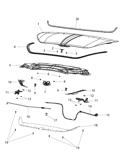 2013 Dodge Dart  Cable-Hood Latch Diagram for 68082455AB