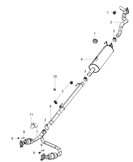 2014 Ram 2500  Exhaust Muffler Diagram for 68143586AD