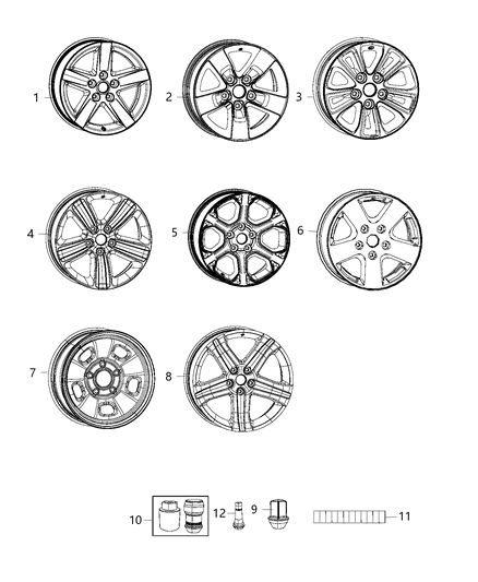 2014 Ram 1500  Aluminum Wheel Diagram for 1DY13SZ0AC
