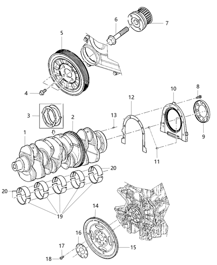 2013 Jeep Wrangler  TONEWHEEL-CRANKSHAFT Diagram for 68493358AA