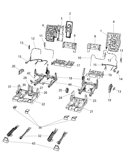 2010 Dodge Journey Frame-Seat Cushion Diagram for 68044746AA