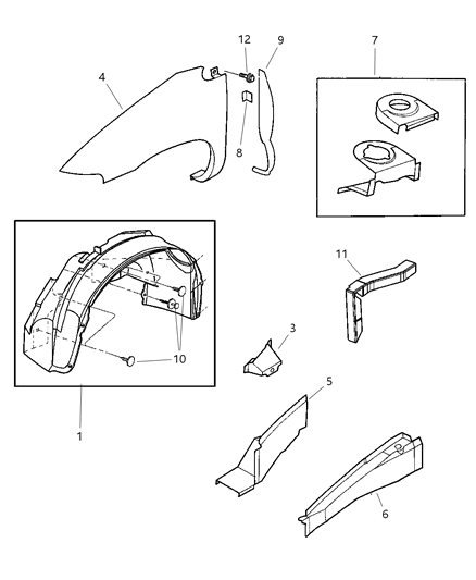 2007 Chrysler Town & Country Fender-Front Diagram for 5018443AA