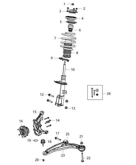 2012 Chrysler 200  Left Steering Knuckle Replaces , Diagram for 5085887AE