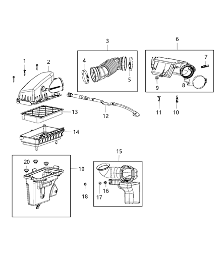 2017 Chrysler 200  Air Cleaner Duct Diagram for 68155748AB