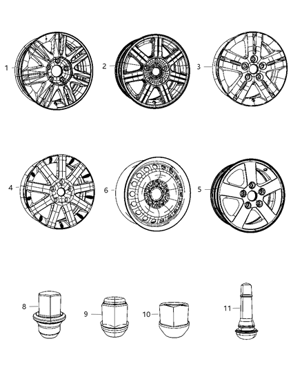 2010 Chrysler Town & Country  Aluminum Wheel Diagram for ZX30DSLAD