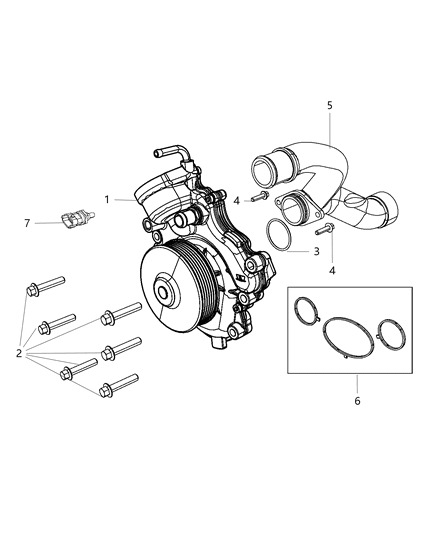 2015 Ram 1500  Water Pump Diagram for 68211202AB