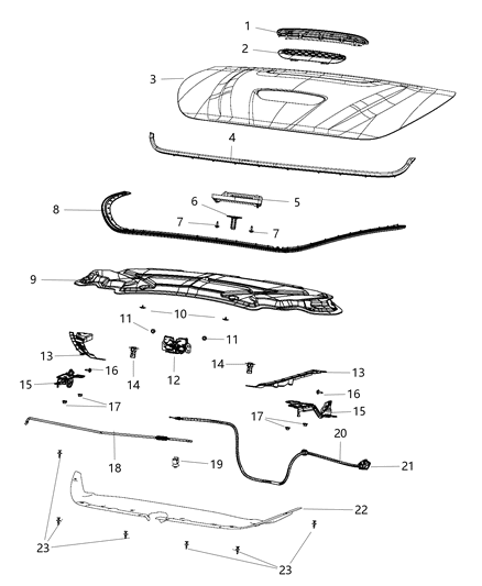 2015 Dodge Dart  Clip-Prop Rod Diagram for 6509000AA
