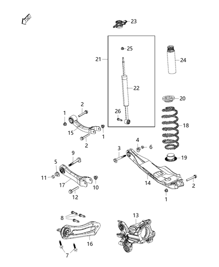 2020 Jeep Cherokee  Mount-Rear Shock Diagram for 68239130AA
