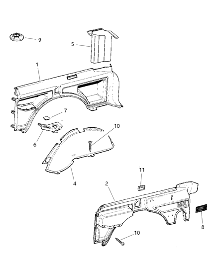 1998 Jeep Cherokee  Cover-LIFTGATE Pillar Diagram for 5ER40RC3AC