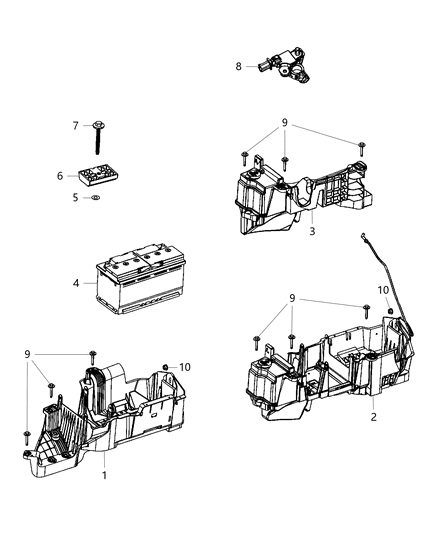 2012 Jeep Wrangler  Tray-Component Diagram for 68188030AA