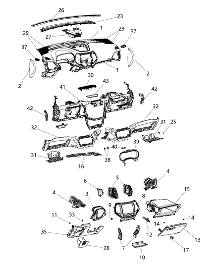 2018 Jeep Cherokee  Bin-Instrument Panel Diagram for 1YR35DX9AE