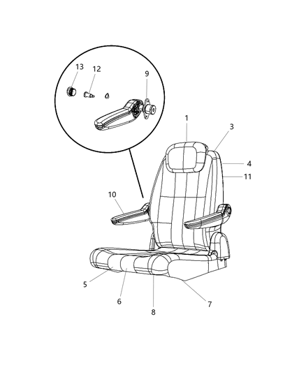 2012 Ram C/V  Cover-Seat Back Diagram for 5LE55BD1AA