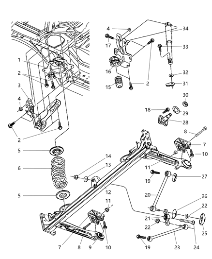 2006 Chrysler PT Cruiser  Axle-Rear Diagram for 5272914AE