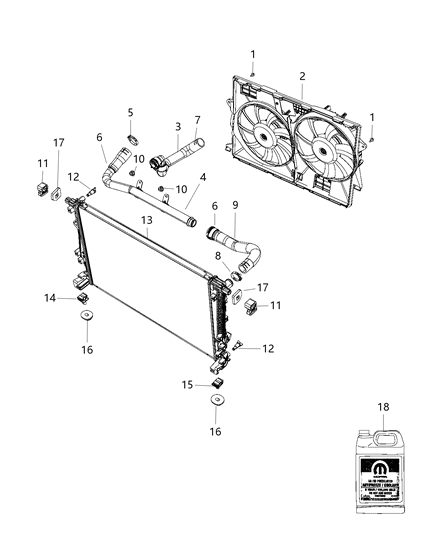 2018 Jeep Cherokee  Hose-Radiator Outlet Diagram for 68102133AC