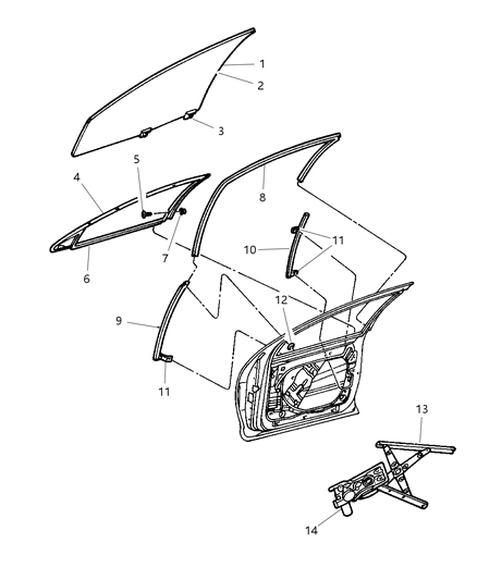 2000 Dodge Intrepid  Front Door Window Regulator Diagram for 4574093AK