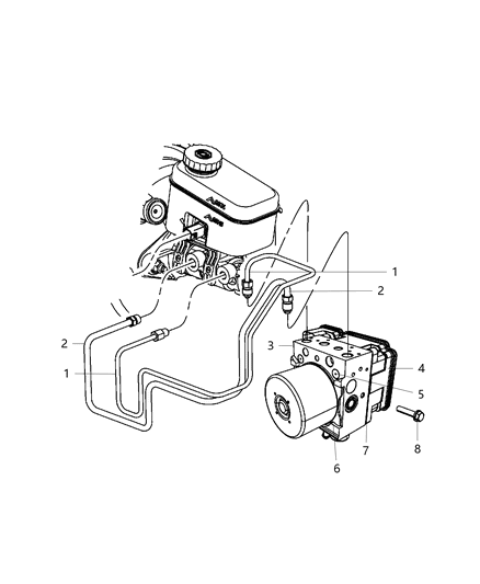 2011 Jeep Wrangler  Tube Assembly-Master Cylinder To HCU Diagram for 52129151AC