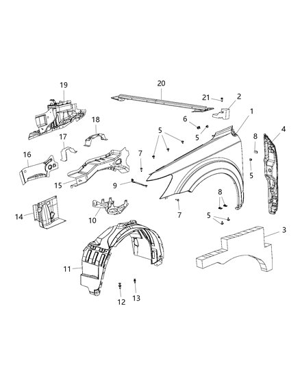 2012 Dodge Journey Bracket-Fender Mounting Front Diagram for 5155817AA