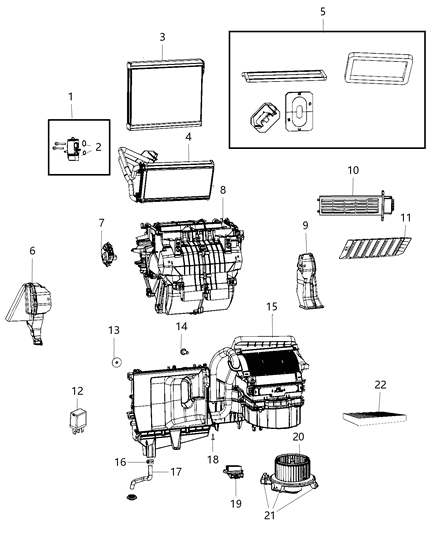 2019 Ram ProMaster 1500 Motor-Blower With Wheel Diagram for 68250220AB