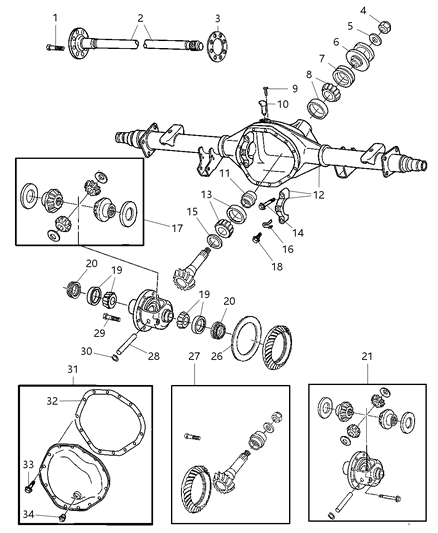 2005 Dodge Ram 2500  Axle Diagram for 5127609AA