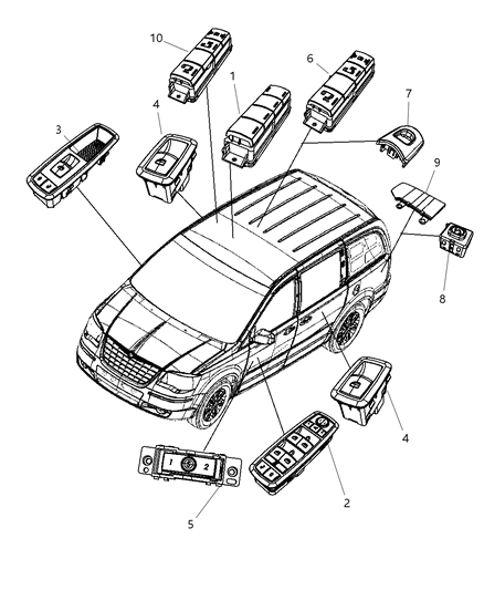 2011 Chrysler Town & Country  Switch-Power Window Diagram for 4602535AI