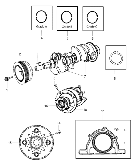 2011 Dodge Challenger  Bearing-Crankshaft Diagram for 68046263AB